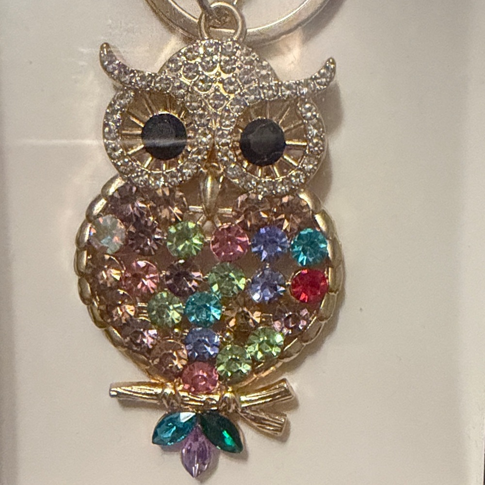 Owl Keychain with Rhinestones - Picture 2 of 2